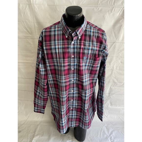 Cinch Shirt Men’s XX-Large Red/Blue Plaid 100% Cotton Long Sleeve Button Down - Picture 1 of 11